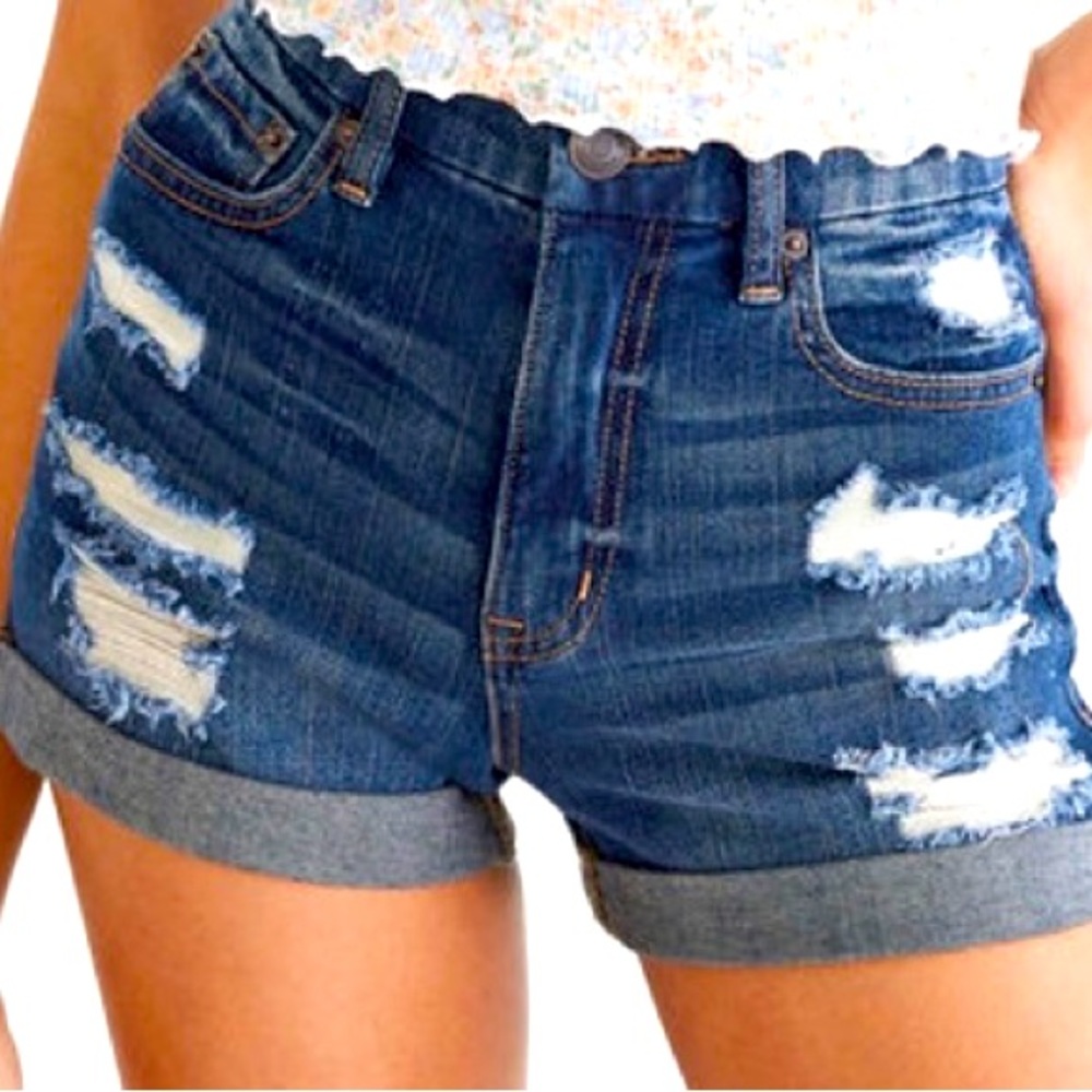 Aeropastale size 2 High-Rise Denim Midi Shorts